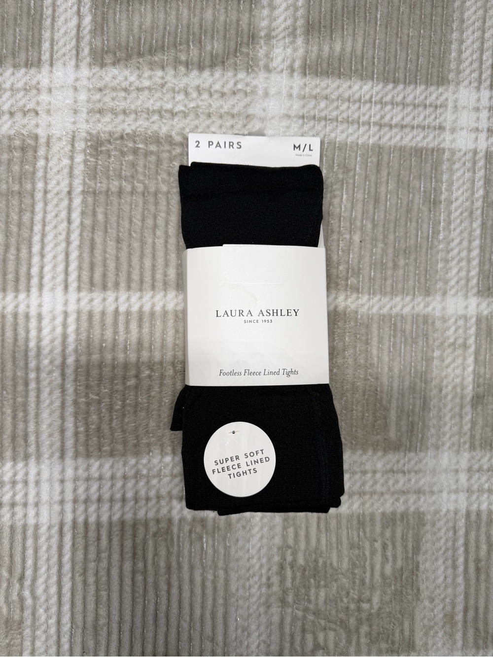 Laura Ashley Black Footless Fleece-Lined Tights – 2 Pairs